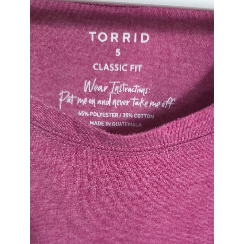 torrid Heathered Raspberry Crewneck Short Sleeve Tee - Picture 2 of 5